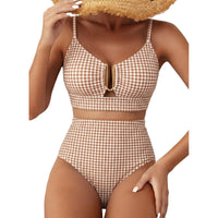 Ensemble de bikini taille haute coupe U à imprimé floral pour femme – Maillot de bain 2 pièces