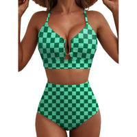 Ensemble de bikini taille haute coupe U à imprimé floral pour femme – Maillot de bain 2 pièces