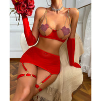 Ensemble Lingerie Femme Mini-Jupe en Maille et Porte-Jarretelles – Tenue de Déguisement