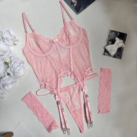 Women's Lace Trim Sheer Fitted Bra & Lingerie Set – Cute & Elegant