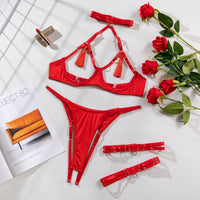 Lingerie body ouvert en dentelle évidée avec laçage au dos pour femme – Bodysuit intime transparent