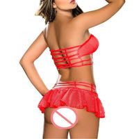 Women's Lace Corset Babydoll Set - Push Up Bra & G-String Lingerie