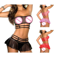 Women's Lace Corset Babydoll Set - Push Up Bra & G-String Lingerie