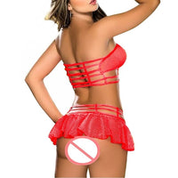 Women's Lace Corset Babydoll Set - Push Up Bra & G-String Lingerie