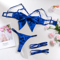 Women's Steel Ring Hollow Design Lingerie Set with Thigh Rings