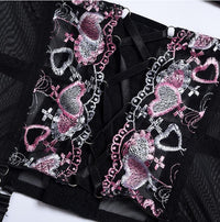 Ensemble de lingerie 3 pièces pour femme avec broderie « Love » et gaine – Bretelles croisées