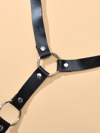 Chaîne de harnais en cuir pour femme - Soutien-gorge chaîne de ventre punk haut