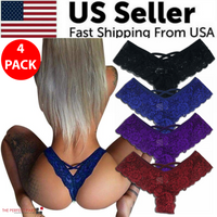 Women's 4-Pack Lace Underwear Set - G-String Brief Thong Panties