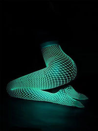 Women's Glow-in-the-Dark Fishnet Stockings – Hollow Mesh Pantyhose