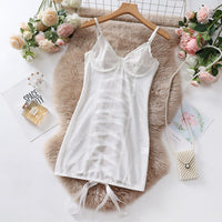 Women's Mesh Strapless Transparent Lace Bodysuit – Sheer Nightgown