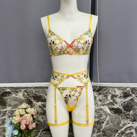 Women's Transparent Floral Embroidered Lingerie Set – Exquisite Sheer Underwear