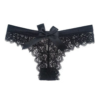 Culotte Femme Dentelle Transparente Nœud – Lingerie Fine Slip