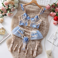 Ensemble de Soutien-Gorge en Dentelle Brodé Transparent Dnika pour Femme – Lingerie Artisanale Sophistiquée