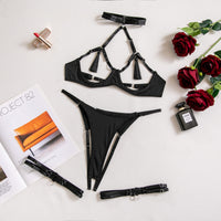 Lingerie body ouvert en dentelle évidée avec laçage au dos pour femme – Bodysuit intime transparent