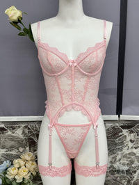 Women's Lace Trim Sheer Fitted Bra & Lingerie Set – Cute & Elegant