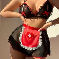 Women's Maid & Nurse Costume Lingerie Set – Uniform Role Play Outfit