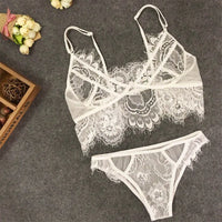 Ensemble soutien-gorge en dentelle et string grande taille pour femme - Lingerie transparente