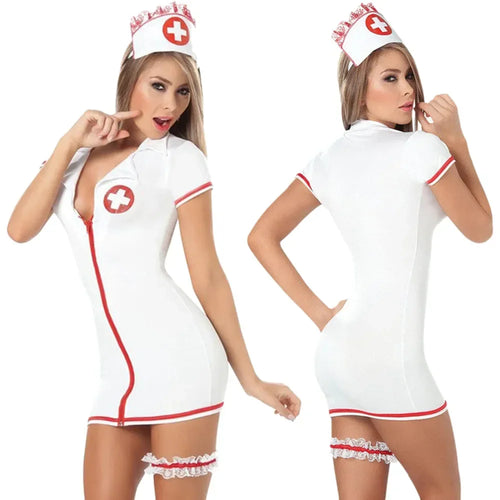 Women's Nurse Cosplay Uniform Costume - Teddy Babydoll Maids Outfit