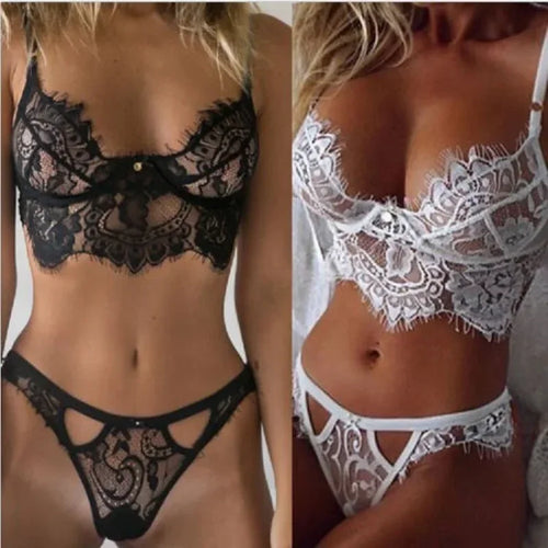 Women's Lace Backless Nightdress Set - Transparent Pajama Skirt Lingerie