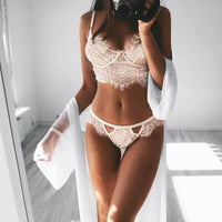 Ensemble de Lingerie Sexy Grande Taille Soutien-Gorge et String Culotte Transparente en Dentelle Noire Ensemble Hot Ouvert