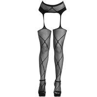 Collants résille ornés de strass pour femmes - Bas transparents en nylon (3)