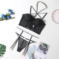 Ensemble de Lingerie Soutien-gorge en Dentelle et Paillettes Ellolace Ensemble de Lingerie Soutien-gorge et Culotte Femmes Ensemble 3 Pièces Lingerie