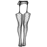 Collants Sexy Ouverts entrejambe filet avec strass pour femmes - Collants résille noire sans entrejambe en nylon.