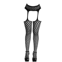 Collants Sexy Ouverts entrejambe filet avec strass pour femmes - Collants résille noire sans entrejambe en nylon.